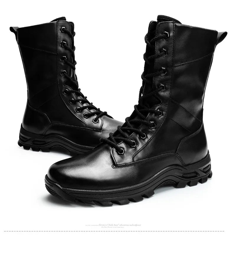 SURGUT High Top Style Snow Boots Men Warm Men Lace Up Tactical Boots Brand Fashion Winter Ankle Boots Leather Outdoor Footwear
