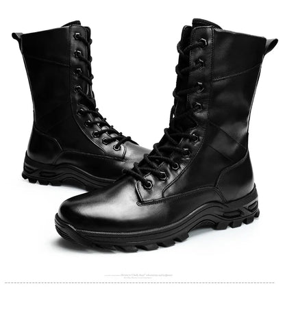 SURGUT High Top Style Snow Boots Men Warm Men Lace Up Tactical Boots Brand Fashion Winter Ankle Boots Leather Outdoor Footwear