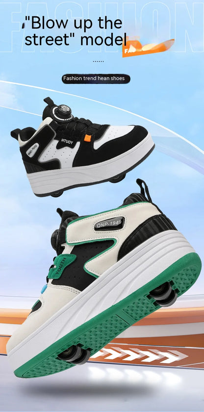 Students Children's Shoes Four Wheel Light Shoes Boys Invisible Roller Shoes Large Size Outdoor Sports Walking Shoes Women