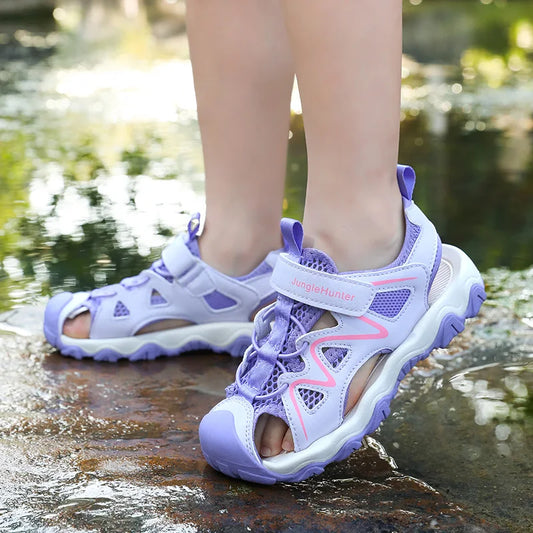Kids Sports Sandals Closed Toe Summer Outdoor Water Shoes for Boys Girls Athletic Beach Sandials Non-slip Size 28-39