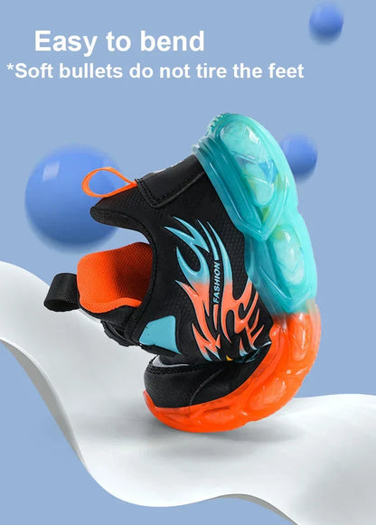 New Anti-skid Leather Kids Sneakers for Boys Running Walking Lightweight Casual Shoes With Fashion Dragon Pattern Shoes
