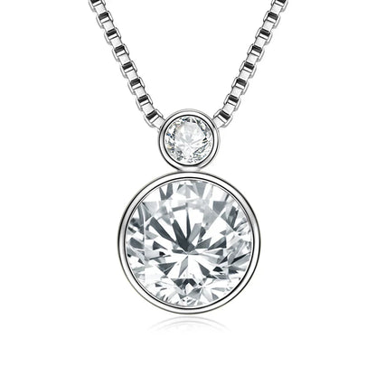 Double Bezel Moissanite Necklace 925 Sterling Silver Pendant Necklaces For Women 8mm 3mm Moissanite Box Chain Neck Jewelry