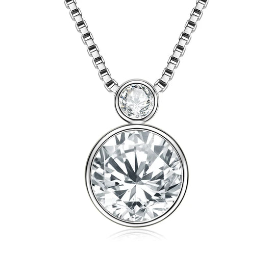 Double Bezel Moissanite Necklace 925 Sterling Silver Pendant Necklaces For Women 8mm 3mm Moissanite Box Chain Neck Jewelry