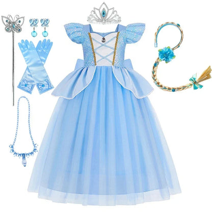 Deluxe Elegant Cinderella Princess Ball Gown Fancy Birthday Cinderella Party Dress Vestidos Costume Play Carnival Apparel