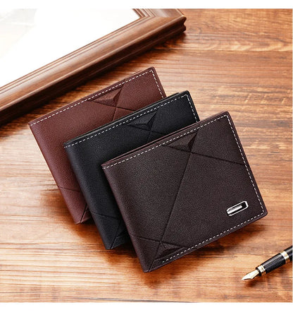 Homme court bifold en faux cuir masculina billetera porte-cartes d'identité porte-monnaie pochette couleur unie hombre business mince