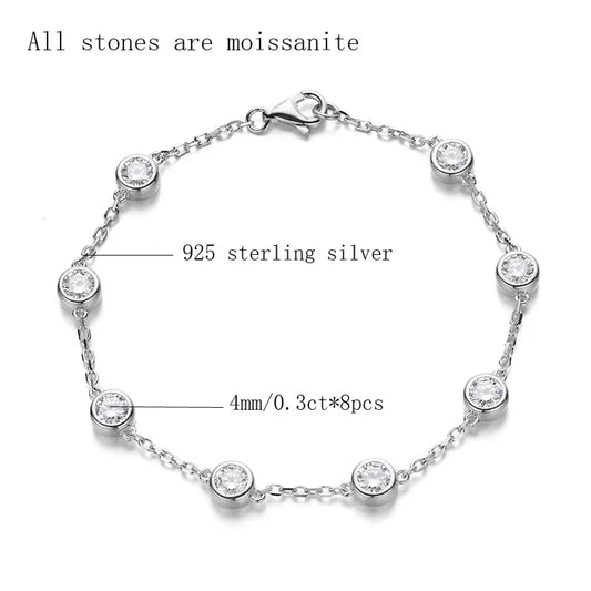 Bracelets de tennis complets en moissanite 4mm 0.3CT pour femmes, plaqués argent S925 et or 18 carats, chaîne à main, bijoux fins avec certificat