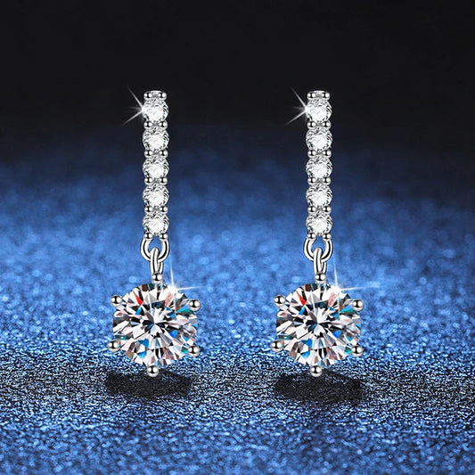 1ct 6.5mm Moissanite  Studs Earrings S925 Sterling Silver with Gold Plated Drop Earrings Wedding Party Fine Jewelry