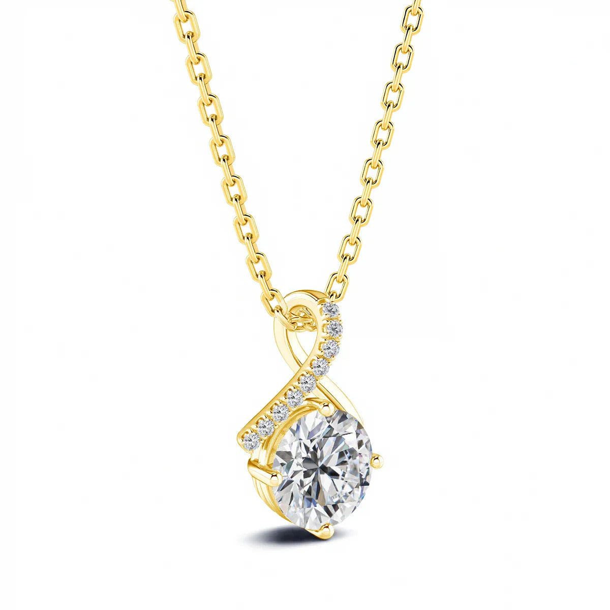 14K Gold Twist Round Cut Moissanite Pendant Necklace GRA Certified Classic Jewelry for Women Engagement Wedding Gifts Wholesale