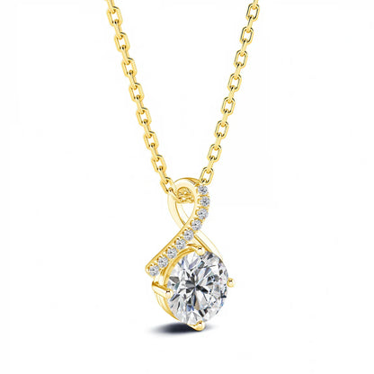 14K Gold Twist Round Cut Moissanite Pendant Necklace GRA Certified Classic Jewelry for Women Engagement Wedding Gifts Wholesale