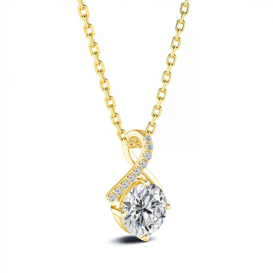 14K Gold Twist Round Cut Moissanite Pendant Necklace GRA Certified Classic Jewelry for Women Engagement Wedding Gifts Wholesale