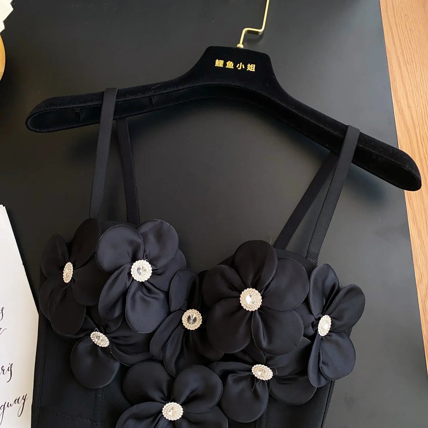 Women 3D Floral Lingerie Top 2025 Strap Chest Pad Solid Backless Camis Fashion Streetwear Corset Slim Sexy Tank Top