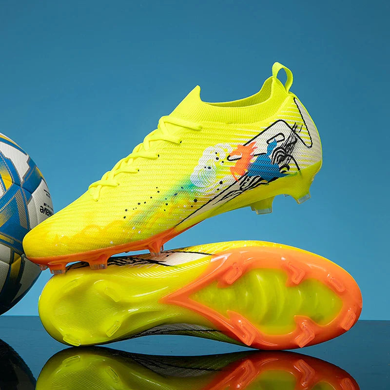 New Men Football Boots Soccer Cleats FG Non-Slip Training Shoes Soccer Shoes Long Spikes Match Ultralight Outdoor Drop Shipping