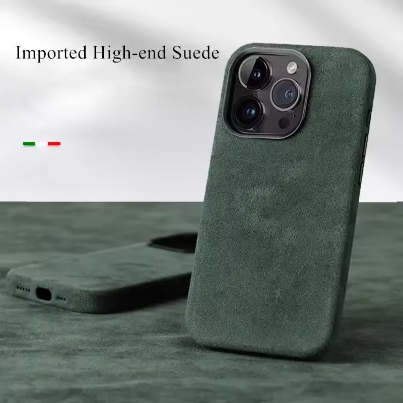 Premium Soft Suede Metal Camera Lens Protection Magnetic Phone Case for IPhone 16 15 14 Plus 13 12 Pro Max shockproof Back Cover