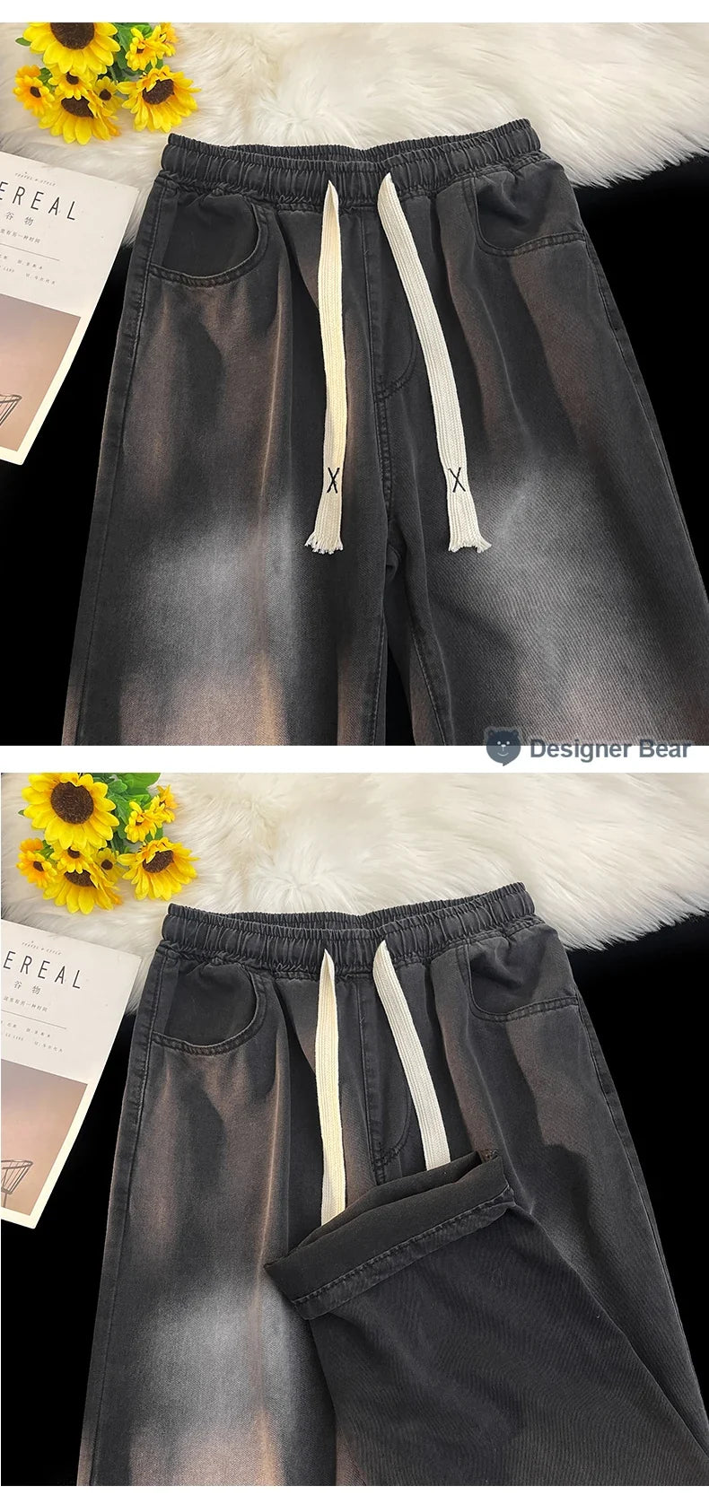 2026 New Spring Summer Men's Baggy Jeans Lyocell Fabric Wide Leg Pants Drawstring Trousers Male City Boy Plus Size S-4 5XL Y2K