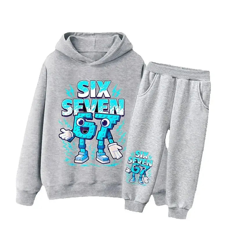 67 Six Seven hoodie pant 2pcs boys girls Italian Brainrot Kid Girl Sweatshirt 2pcs Suit Hoody Baby Casual Tracksuit