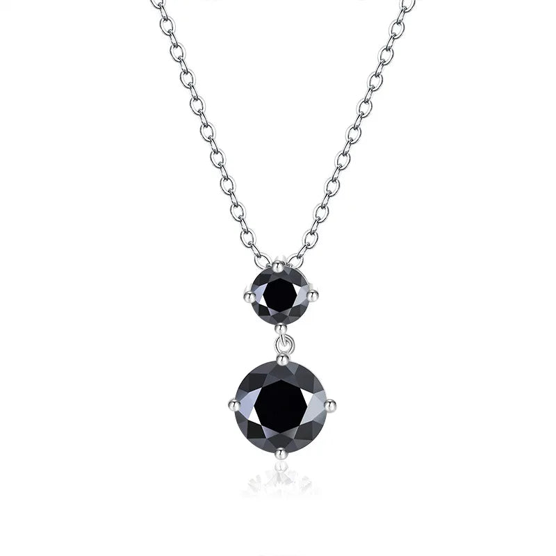 2stones Moissanite Pendant Necklaces for Women 2.5carat Round Brilliant Cut Diamond Stacking Neck Chain 925 Silver Fine Jewelry