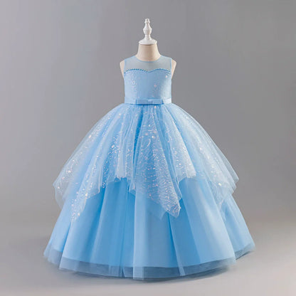 Fashion Children Princess Dress Lace Sleeveless Flower Girl Dresses for Weddings Summer Kids Girls Party Dress 3-15 Years