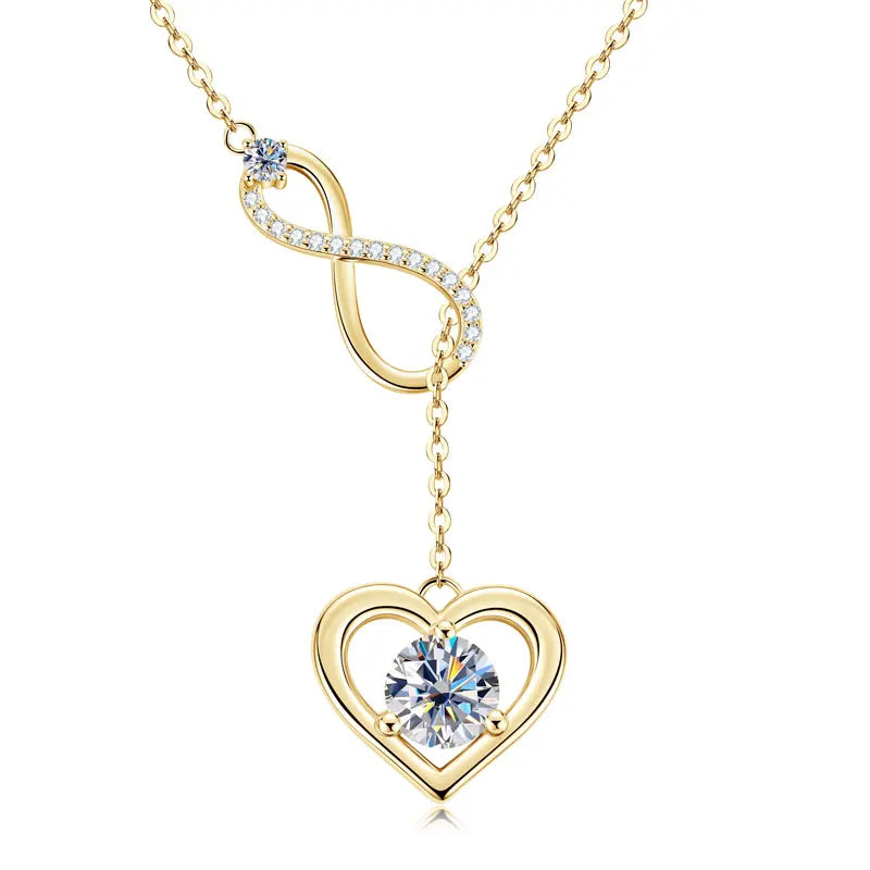 Certified Moissanite Heart Infinite Pendant Necklace Chain for Women S925 Sterling Silver Necklaces Fine Jewelry Gifts