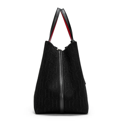 Tote Bag New Large Capacity Black Simple Knitted Shopping Bag 27*20*28cm