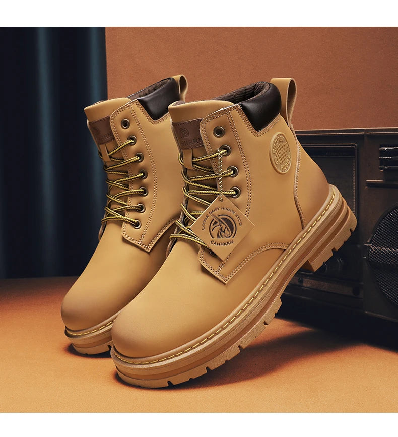 Big Size48 Men Boots Fashion Motorcycle Ankle Boots for Men Waterproof Hiking Boot Winter Chelsea Retro Boots Comfy Botas Hombre