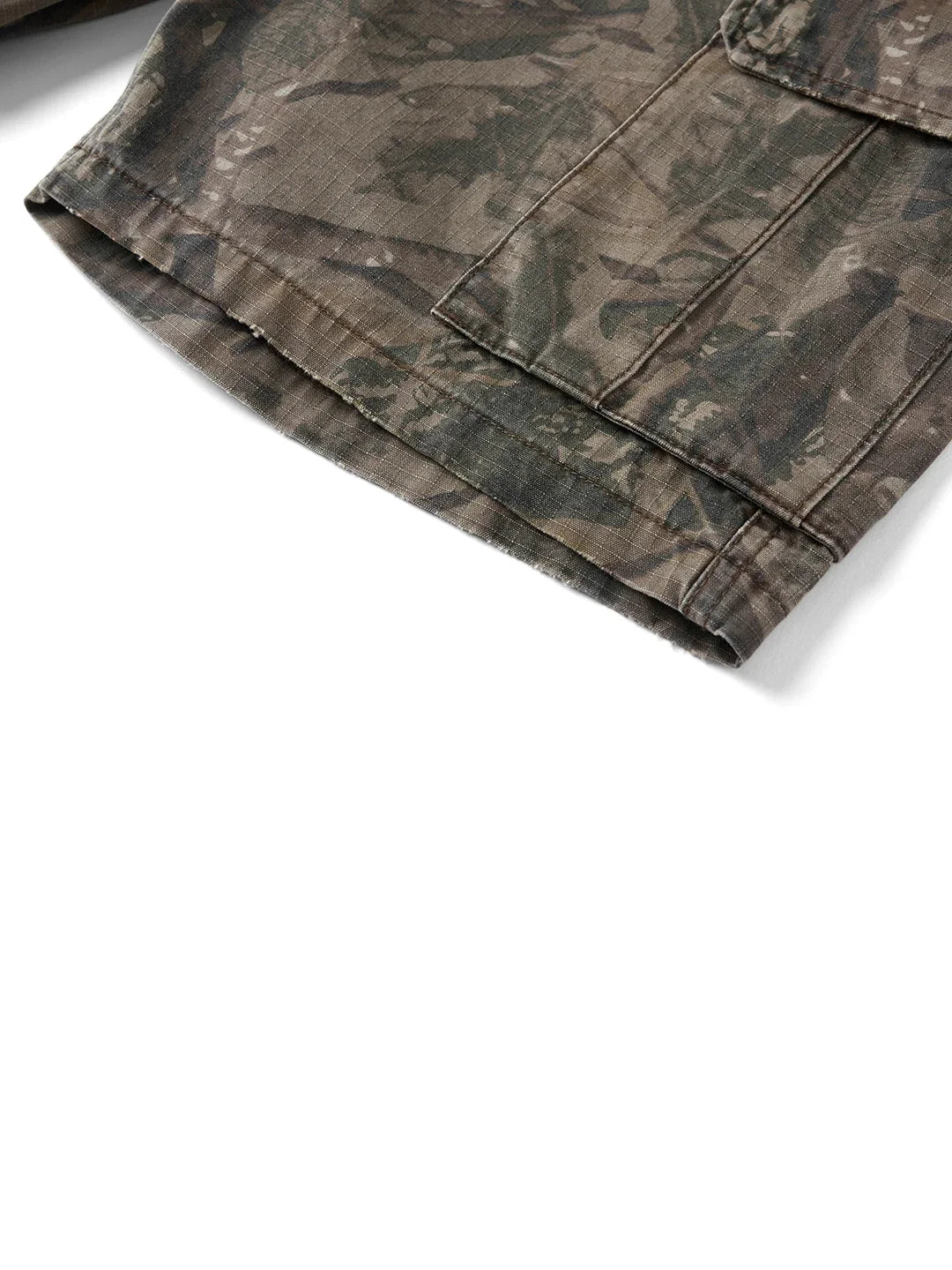 2026 Summer New Distressed Camouflage Shorts Men Loose Baggy Cargo Pants 270gsm Cotton Washed Frayed Hem Tactical Shorts