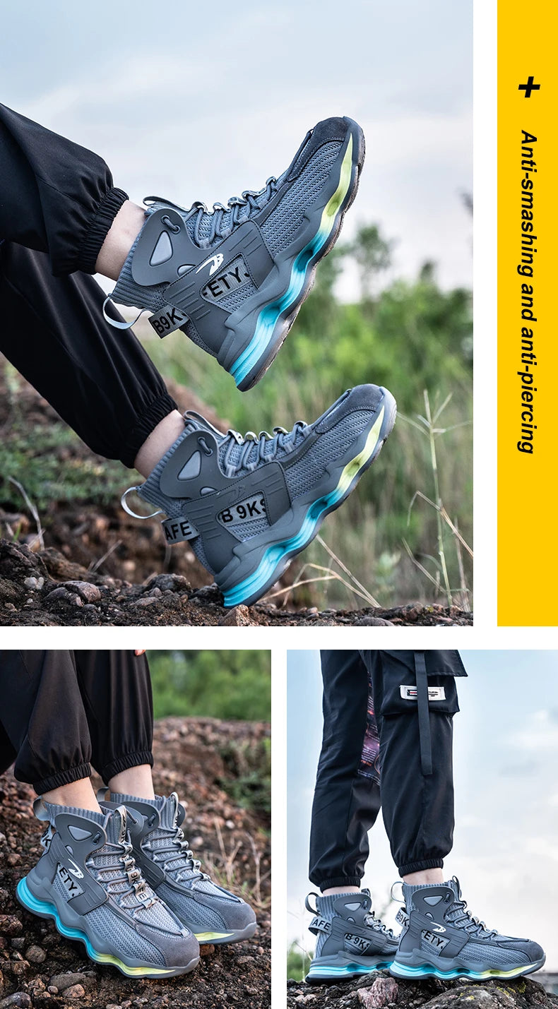 European Plus Size 50 Newest Design Men Wrok Safety Boots Anti-smash Steel Toe Cap Indestructible Construction Industry Shoes