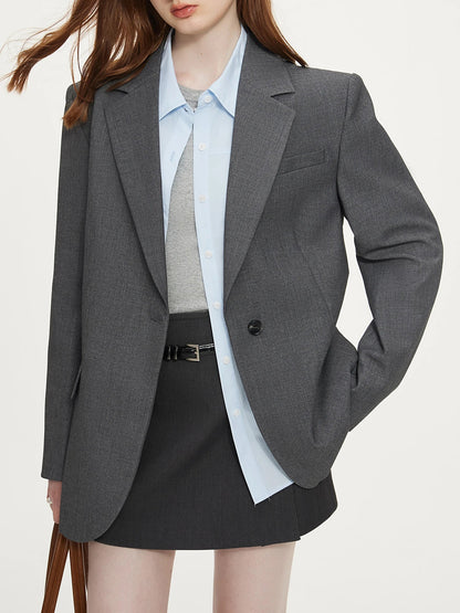 Office Lady Minimalist One Button Temperament Suit Jacket for Women in Autumn 2024 New Style Women Casual Blazer 24FS13165