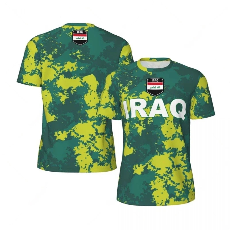 IRAQ Flag 3D Print Sport Quick Dry Breathable Men T-shirt Outdoor Football Jersey Team Fan Loose Short Sleeve Summer Top Clothes