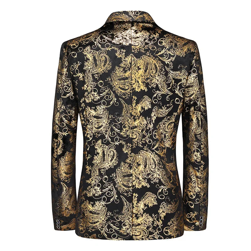 Plus Size 6XL-M Spring Luxury Men Bronzing Print Blazers 2025 New Slim Wedding Nightclub Party Dress Mens Clothing Suit Jackets