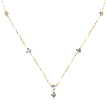 Rose Gold Four Leaf Clover Moissanite Necklace 925 Silver Plated 18k Yellow/White Gold Diamond Choker Chain for Women Jewelry