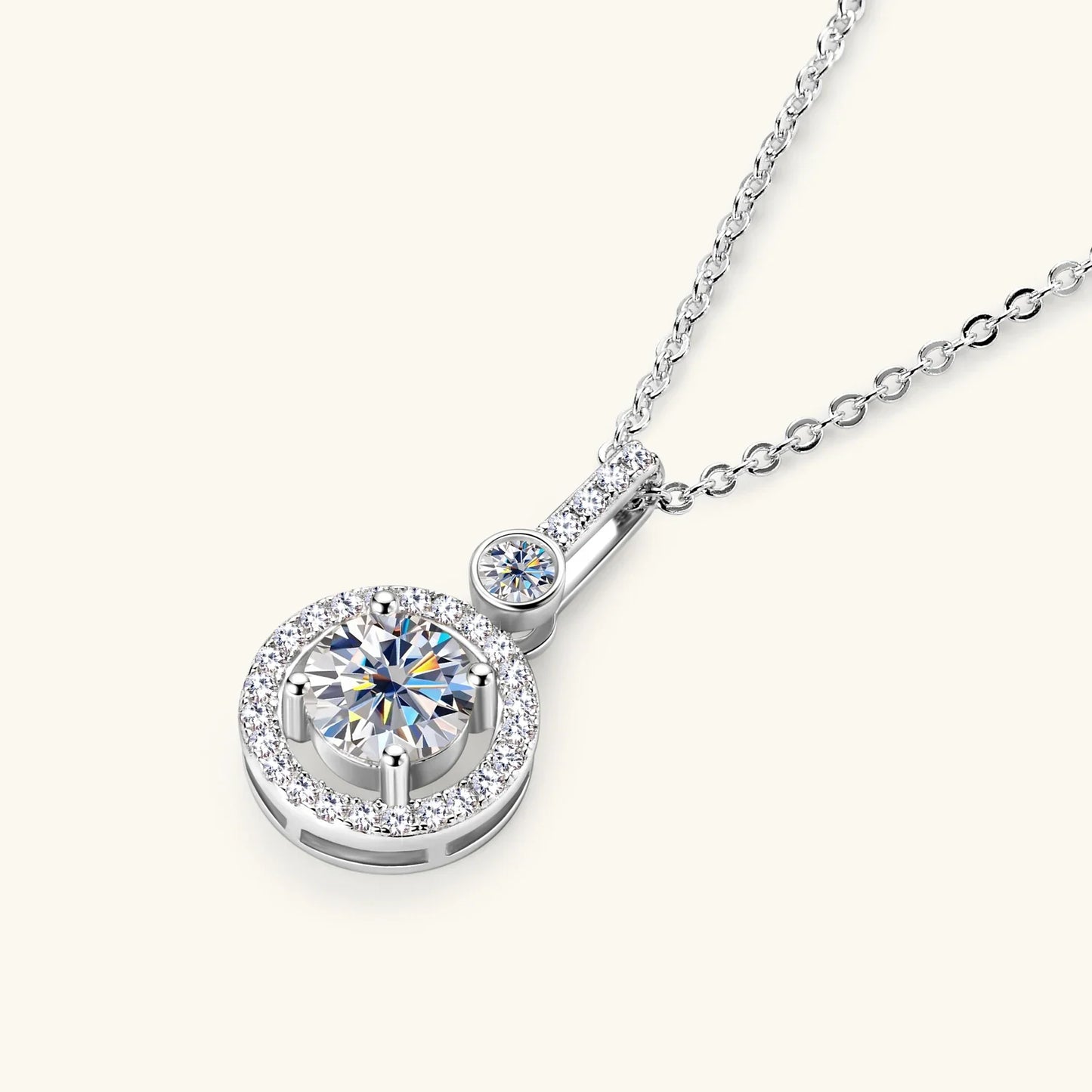 925 Silver Full Moissanite Pendant Necklace Certified 6.5mm D Color Lab Created Diamond Necklace for Women Quality Jewelry Gift