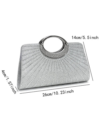 Party Wedding Bridal Handbags Bucket Design Rhinestones Glitter Evening Clutch Bags Cover Open Banquet Purse
