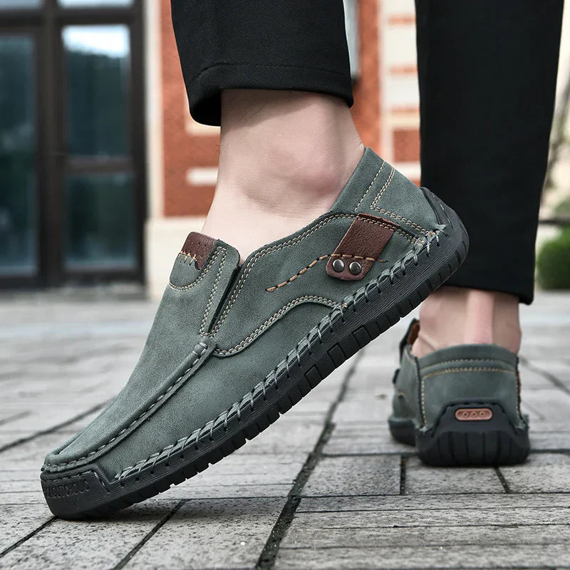 Handmade Leather Men Shoes Casual Comfortable Slip On Loafers Men Leather Shoes Flats Moccasins Walking Shoes