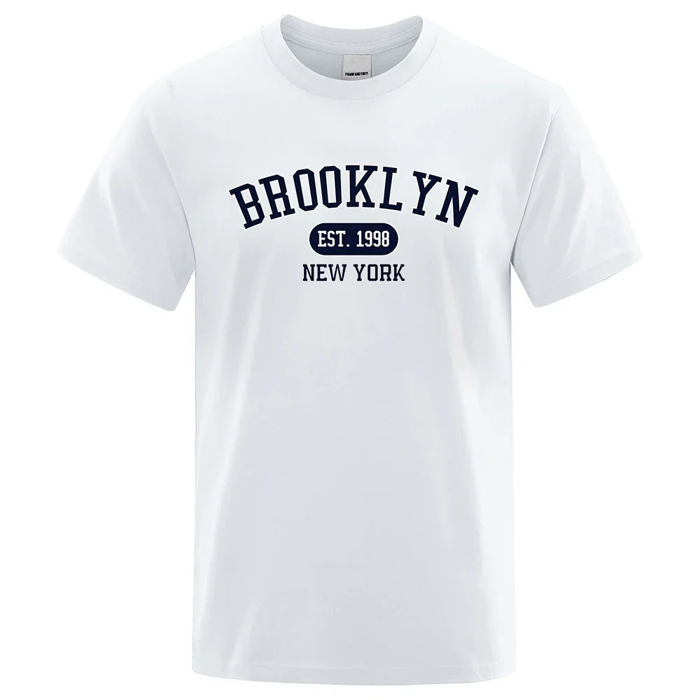 New York Letter T Shirts Man Casual Crewneck Streetwear Breathable Fashion Summer Tops Cotton Loose T-Shirts