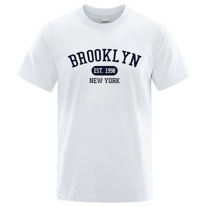 New York Letter T Shirts Man Casual Crewneck Streetwear Breathable Fashion Summer Tops Cotton Loose T-Shirts