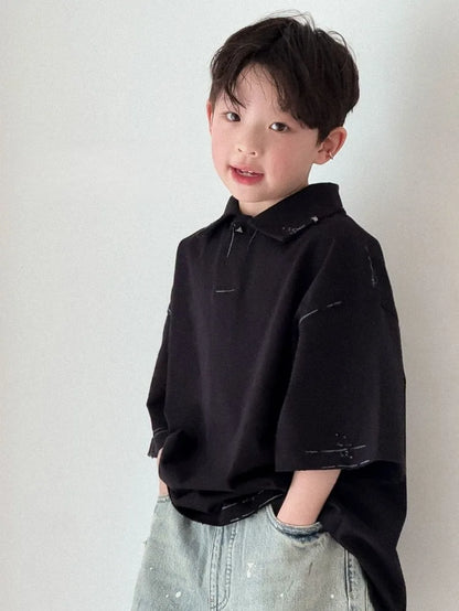 Boys' Polo Short Sleeve T-Shirt Summer Casual Stylish Versatile Toddler Big Kids Tops