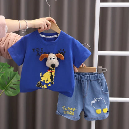 Kids Clothes Summer Children Boy Girls Cartoon T Shirt Shorts 2Pcs/sets Baby Toddler Clothing Infant Sportswear 1 2 3 4 5 Years