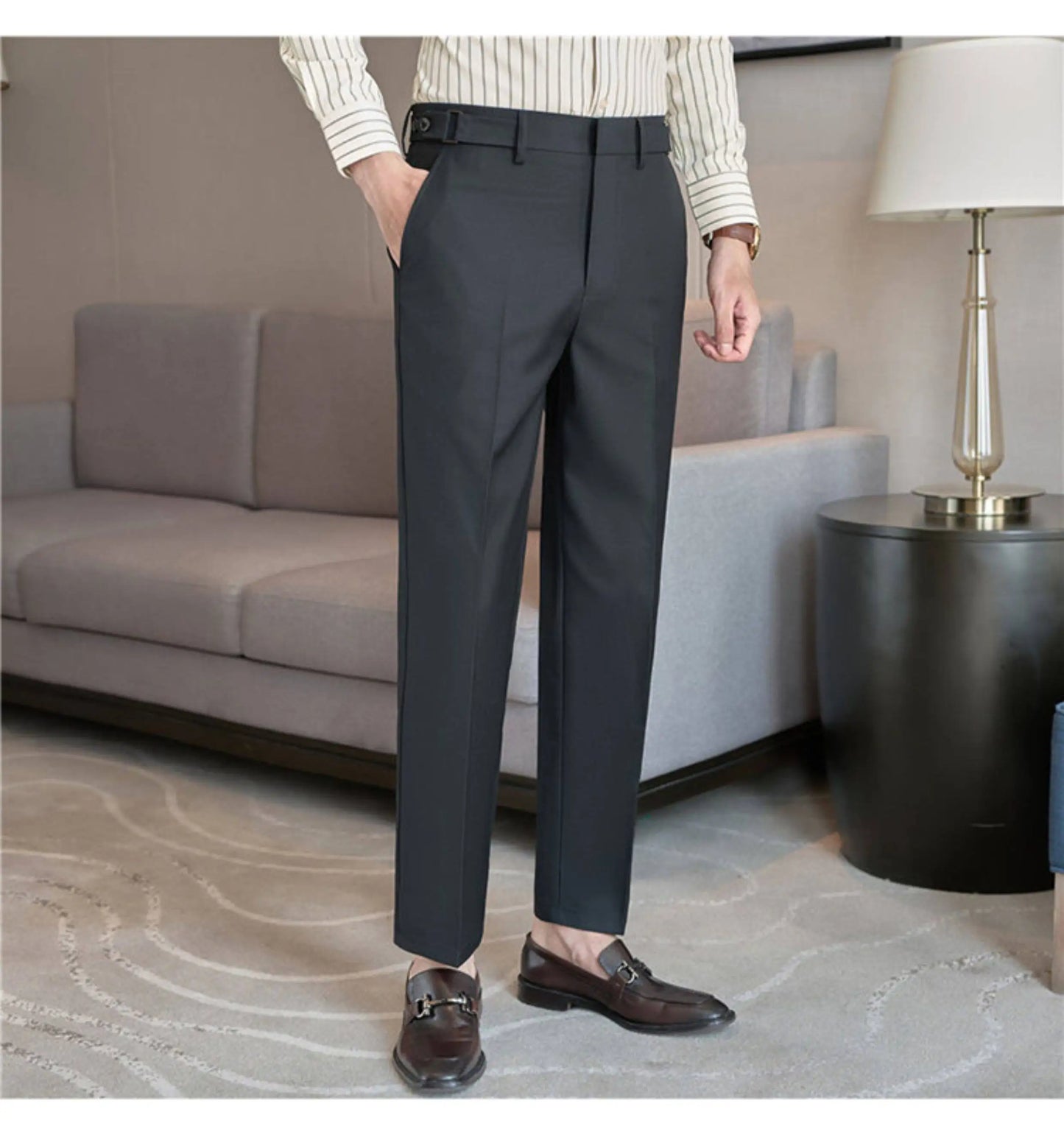 Neapolitan Fashion Business Casual Pants Men's Straight Leg Slim Fit Suit Pants Formal Office Social Wedding Dress Pants