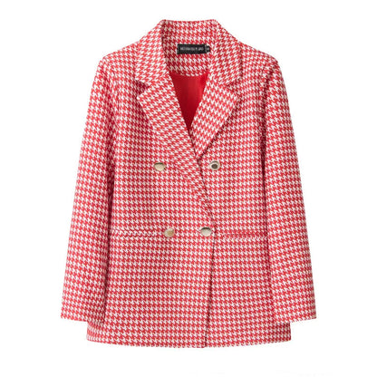 Casual Plaid Women's Suit Jacket Spring Autumn New Style Large Size Street Style Top Quality Polyester Commute Style Fashionable