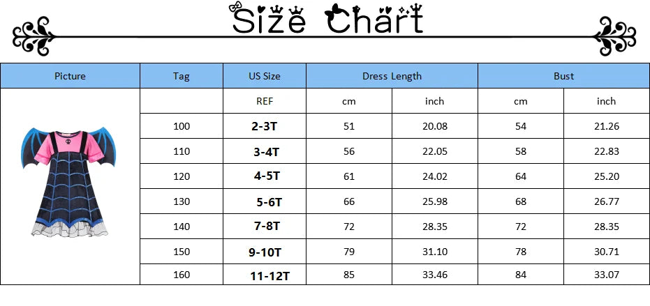 Girls Junior Vampirina TV Series Inspired Dress with Wings Little Vampire Kids Cosplay Costume Play Bat Design Halloween Apparel
