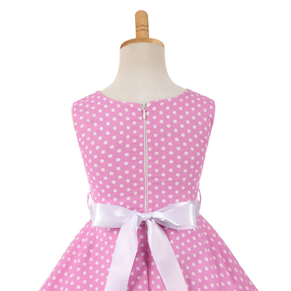Girl's Retro Dress,Summer Princess Sleeveless Polka Dots Cotton Lightthin Romantic Floral 50s Vintage Dress Party Wedding Daliy