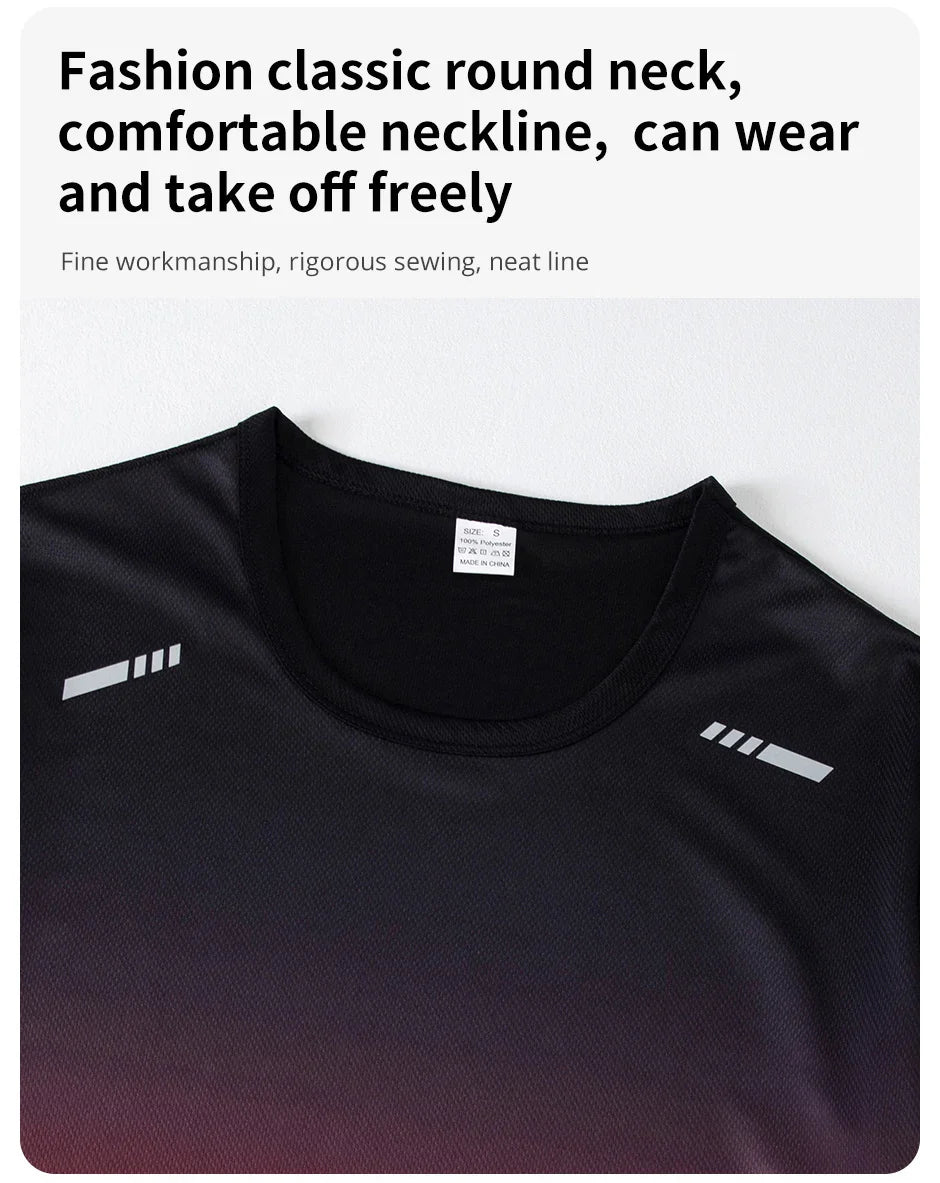1/2/4/6-piece Men's Seasonal Sports Style Gradient Quick Drying Multi-color Short Sleeved Top Casual Running Black Shorts Set