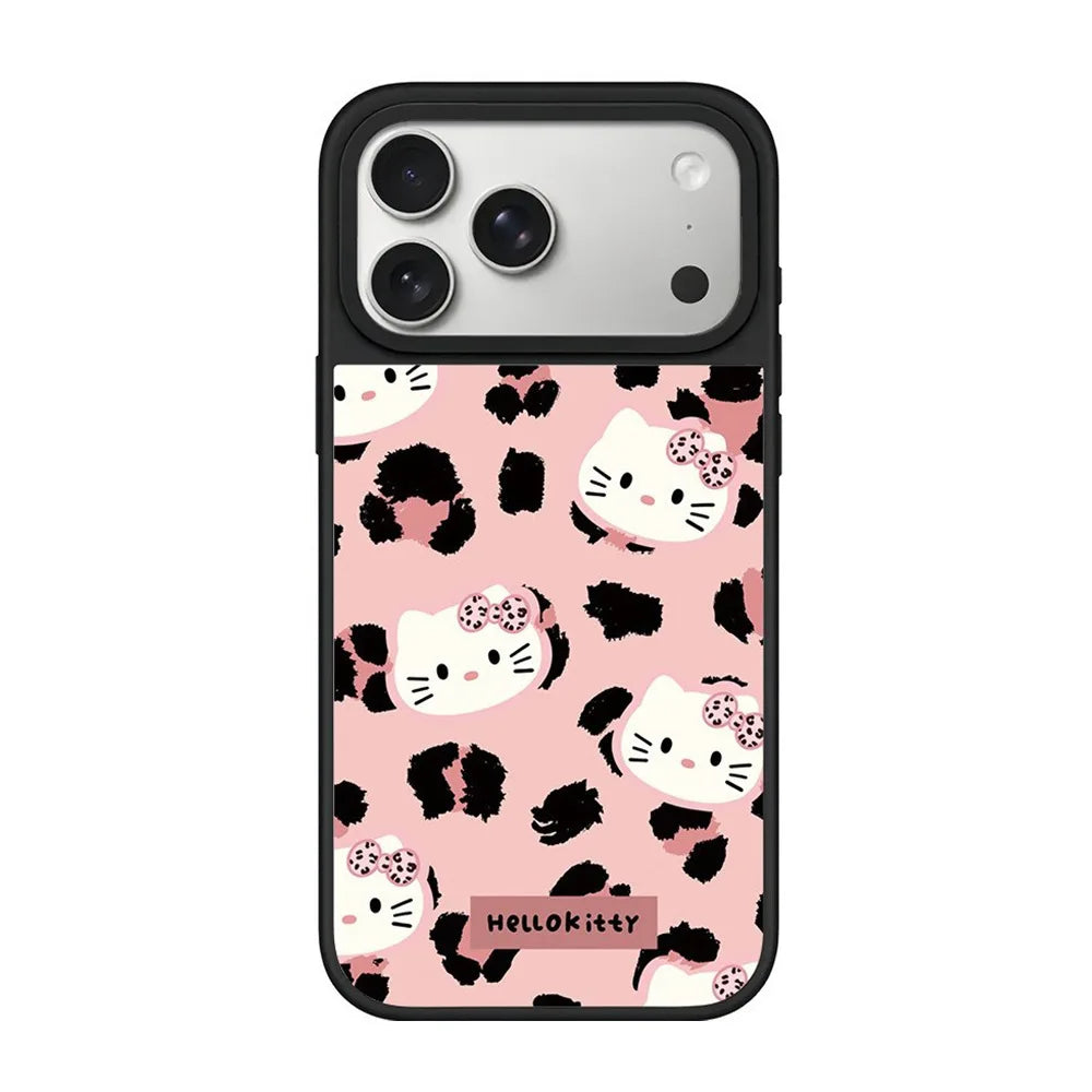 Cartoon Cute Leopard Print Kitty Pattern Mirror Case For IPhone 17 Pro Max 16 15 14 13 For MagSafe Charge Protector Cover