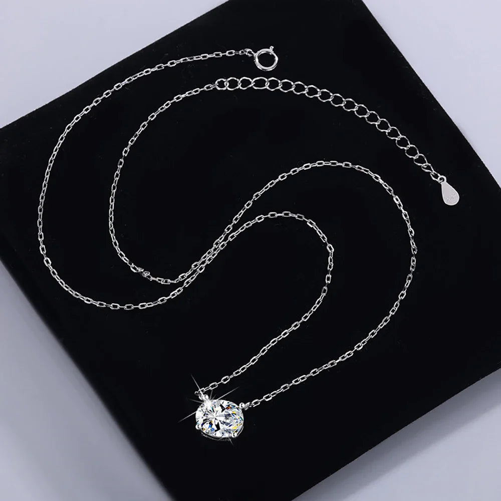 East West Oval Cut Moissanite Pendant Necklace for Women 1/2carat Solitaire Diamond Neck Chain 925 Sterling Silver Fine Jewelry