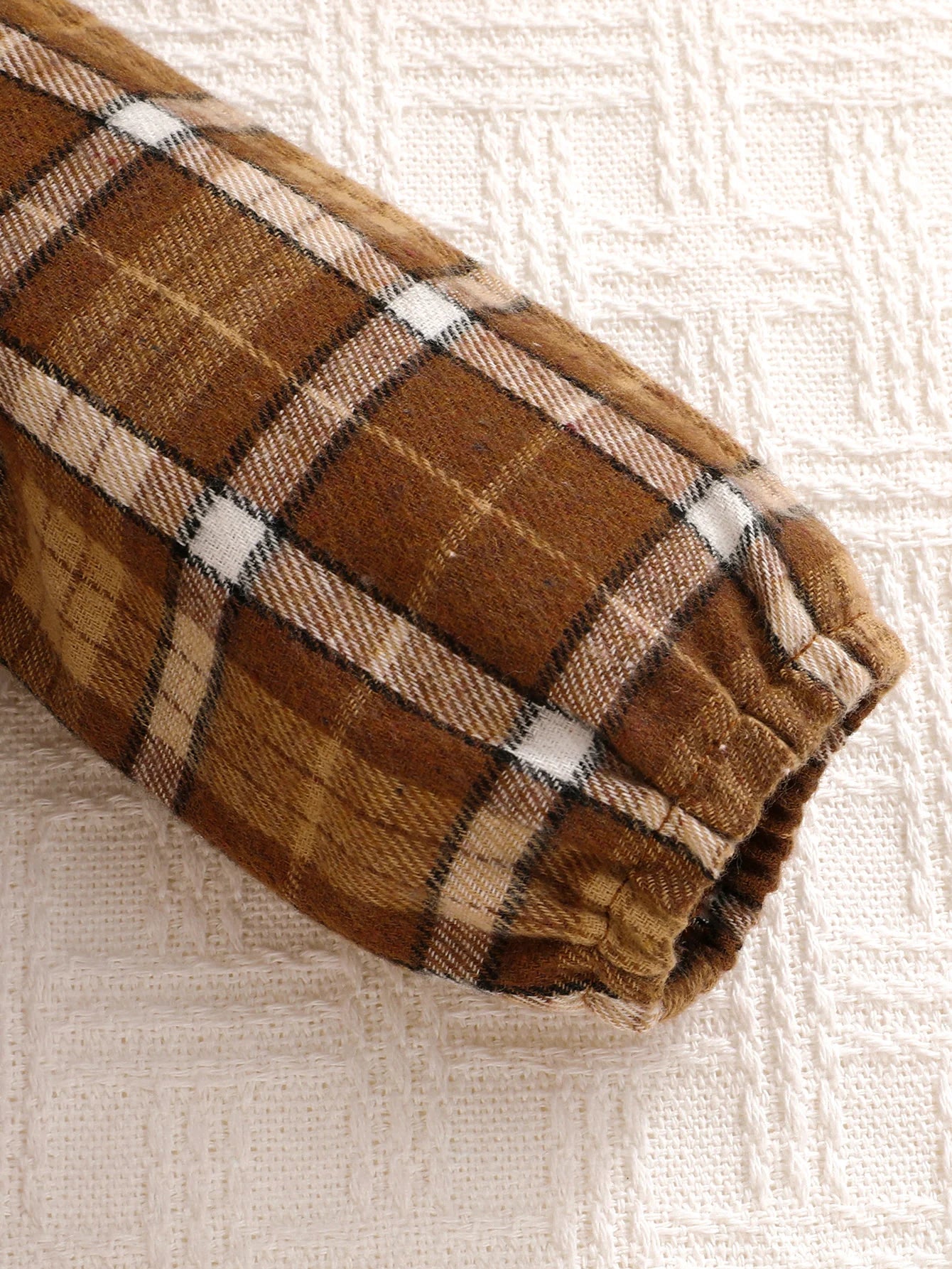 Cute Baby Boy Plaid Print Jumpsuit with Bow Tie & Checkered Beret.