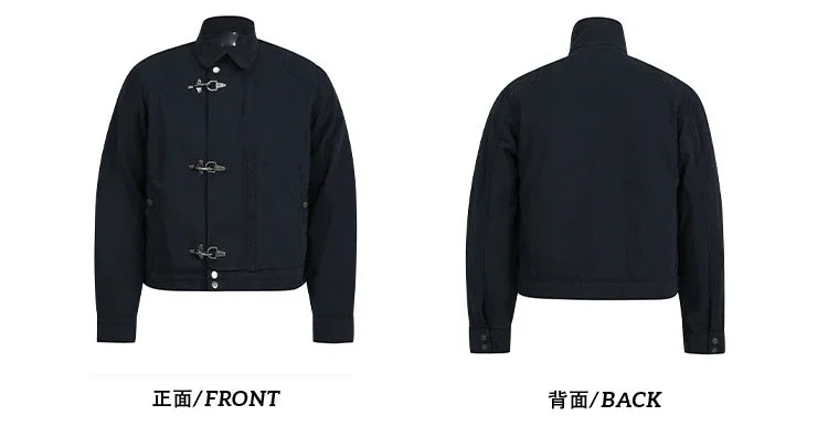 Harajuku Retro Black Gothic High Street Airplane Buckle Jacket for Men and Women Korean Fashion Y2k American Retro Casual Jacket