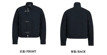 Harajuku Retro Black Gothic High Street Airplane Buckle Jacket for Men and Women Korean Fashion Y2k American Retro Casual Jacket