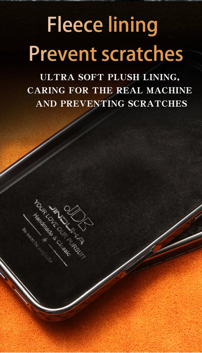 Luxurious And Stylish Snake Patterned Leather Phone Case, For IPhone 17 16 15 Pro Max 17Air Protective Case, With Flannel Lining