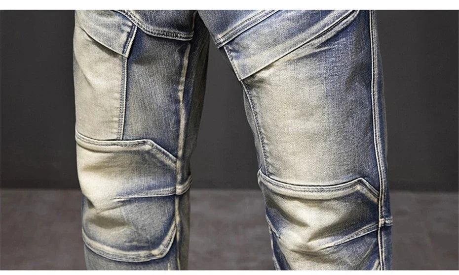 2024 Autumn and Winter New Jeans Fashion Street Jeans Men's Retro Punk Jeans Large Size 42 44