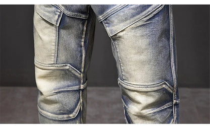 2024 Autumn and Winter New Jeans Fashion Street Jeans Men's Retro Punk Jeans Large Size 42 44